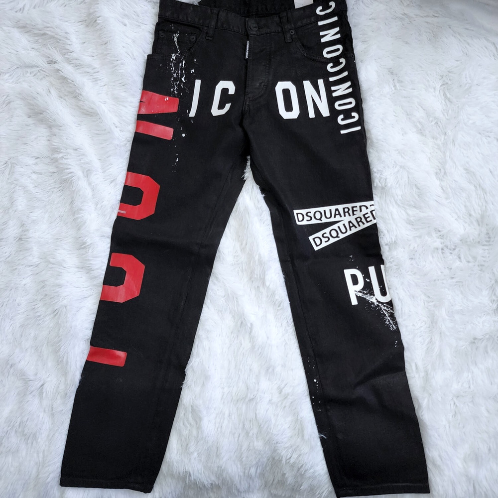 Dsquared Skater Waxed Denim Icon Jeans in Black size 46(S)